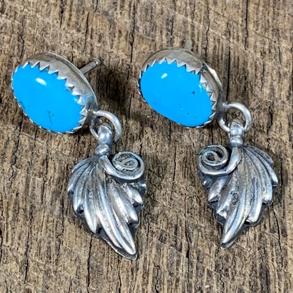 Spencer Navajo Jewelry - Spencer Navajo Sterling Silver Turquoise Earrings